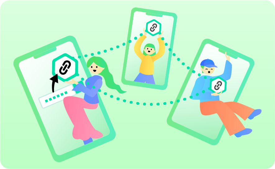 会員登録不要でURLを共有するだけで使える機能の説明図